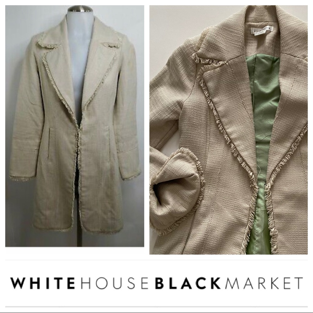 GUC 0 LtTan / Beige Cream Long Coat w Fringe